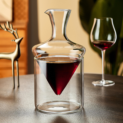 新款高级感创意红酒醒酒器冰酒器家用葡萄酒快速斜口醒酒器分酒器
