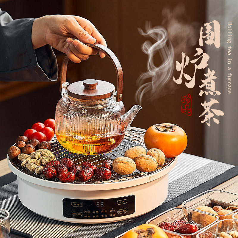 青苹果玻璃蒸煮泡茶壶耐高温烧水壶提梁围炉煮茶器电陶炉茶具套装,餐饮具,茶壶,淘宝优惠券,粉丝福利购,淘宝优惠卷