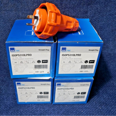 Lot x 4 NHP ISO Straight Plug 2 Flat Pin, 1 Round Earth ISOP