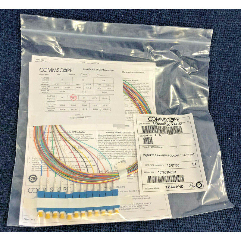 Commscope 12 Fibre Optic Pigtail kit SC Teraspeed 0.9mm- 5 F