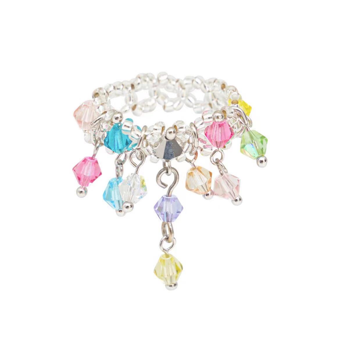 ins戒指夏日串珠猫眼吊坠皇冠