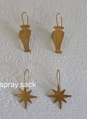 博主fever同款Astre小众仿古感复古花瓶星星镀真金复古耳环洋气