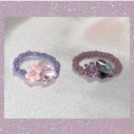 买二送一复古串珠水晶小众韩国蝴蝶戒指ins同款珍珠蝴蝶ylyl同款