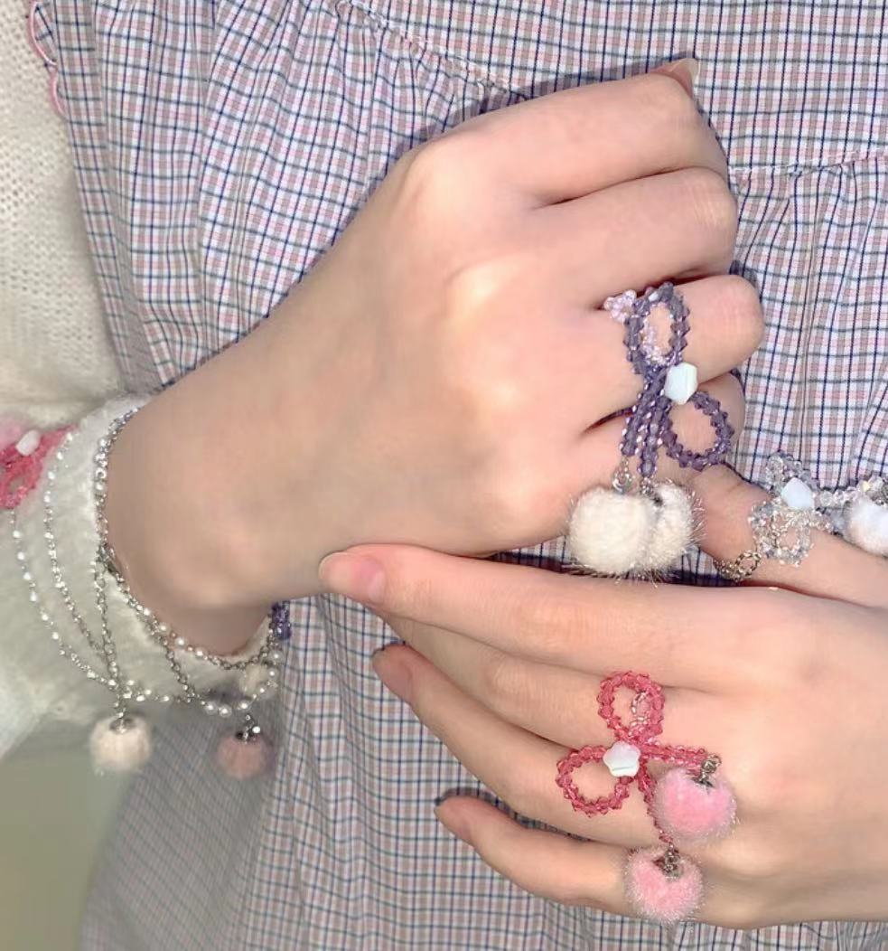 毛茸茸系列！买2送1蝴蝶结水晶