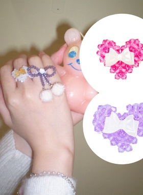 Swingset水晶贝壳嗲蝴蝶结戒指