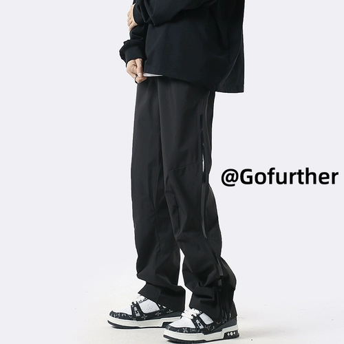 Осенние трендовые штаны, брендовые спортивные повседневные брюки с молнией, оверсайз, свободный прямой крой