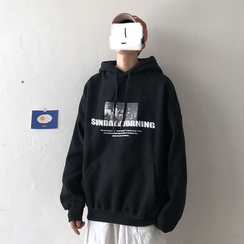 2020新款加绒加厚卫衣男士潮流宽松连帽外套百搭休闲大码学生上衣