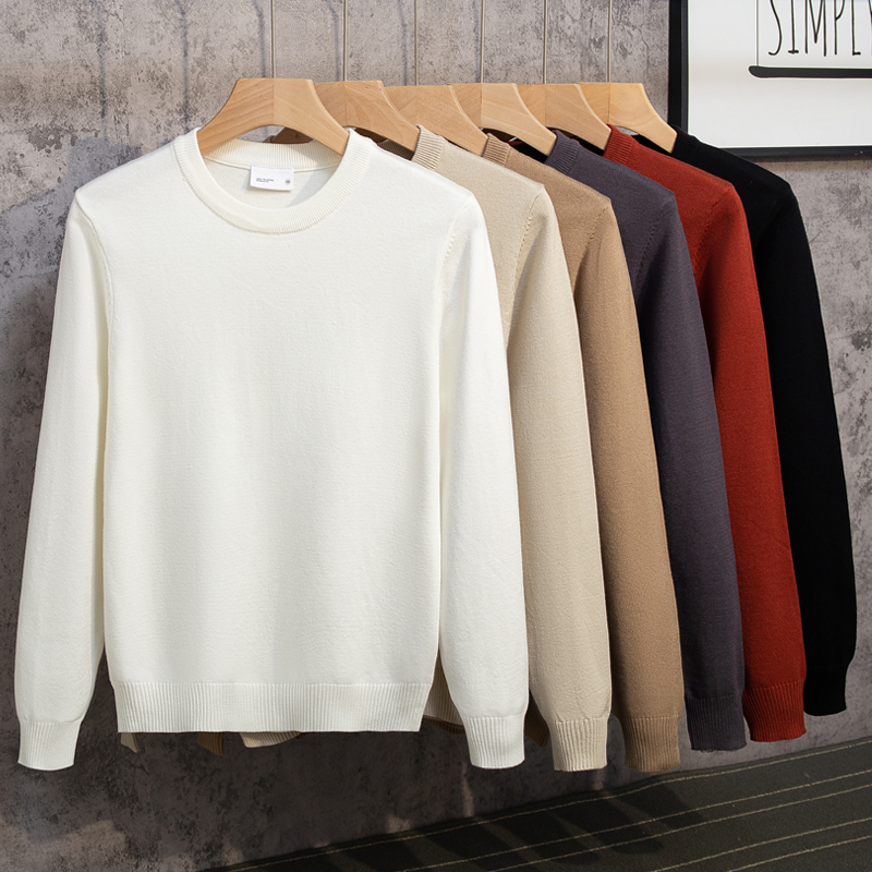 简约圆领毛衣新款男生纯色百搭修身保暖外穿长袖针织衫打底毛线衣