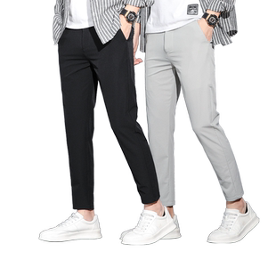 休闲裤男夏季薄款九分裤修身小脚裤子男士9分西裤弹力夏天不沾毛