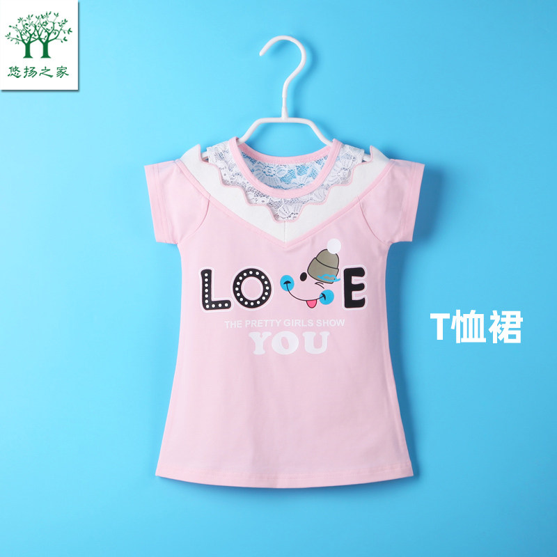 女宝宝t恤连衣裙婴儿夏装裙子纯棉一3二4五岁女童儿童夏季短袖裙