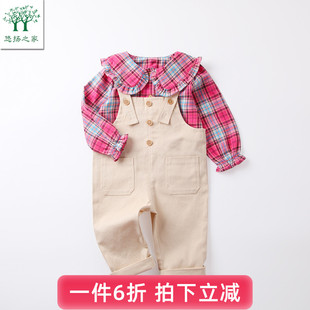女宝宝背带裤 女童秋装 儿童衣服春秋款 洋气2023新款 两件套纯棉 套装
