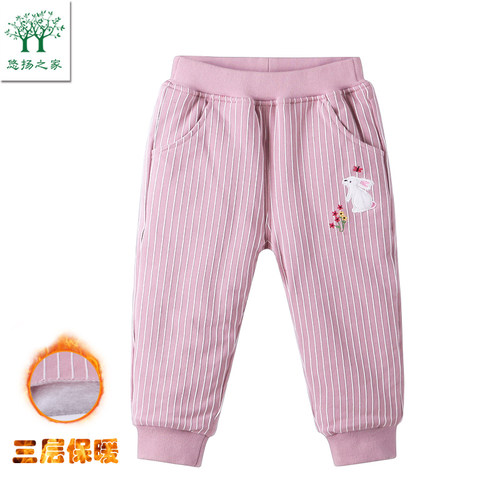 女童加绒加厚夹棉冬季棉裤