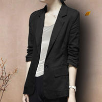Cotton and linen small suit jacket, a light and elegant style for spring, autumn and summer. Cotton and linen suit with three-quarter sleeves, a large-sized casual top for women thumbnail 5
