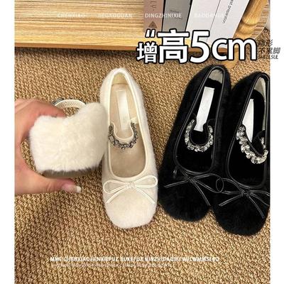 不累脚内增高5CM圆头单鞋