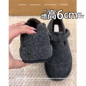 不累脚！毛毛鞋女2024秋冬新款复古加绒保暖棉鞋平底勃肯鞋豆豆鞋