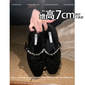 内增高7CM 女 一字扣单鞋 不累脚方头蝴蝶结玛丽珍鞋 2025秋冬新款