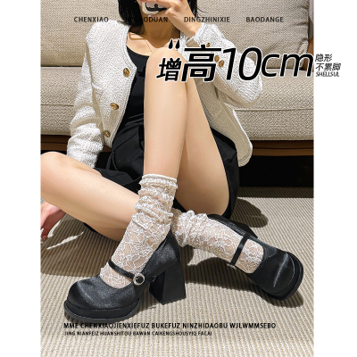 不累脚！隐形内增高10CM防水台浅口2025春夏高跟圆头玛丽珍单鞋女