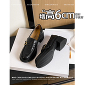 套脚单鞋 不累脚 女 新款 小皮鞋 增高6cm圆头深口乐福鞋 2026春季