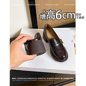 套脚深口单鞋 不累脚 女 新款 小皮鞋 增高6cm圆头乐福鞋 2026春季