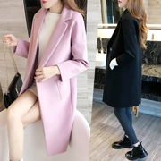 Áo khoác len 2019 mùa đông mới của phụ nữ Hàn Quốc ăn mặc tươi mới phù hợp với cổ áo áo khoác dài tay 9394 - Áo Hàn Quốc