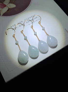 气质古风925纯银翡翠水滴耳线