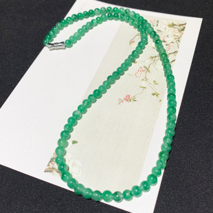 精品天然非洲翠项链飘花玉石圆珠颈链冰种女锁骨链高级感气质礼物