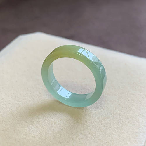 天然翡翠A货黄蓝双彩方戒