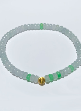 天然翡翠A货浅紫罗兰算盘珠手串