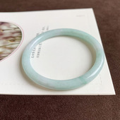 冰飘美人条天然翡翠A货飘绿细圆条玉手镯飘花贵气玉石镯子女礼物