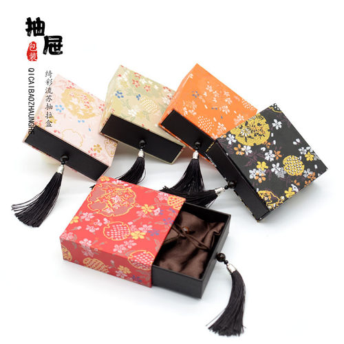 复古国风花纹抽拉首饰盒手镯项链盒手串收纳饰品创意礼盒包装盒