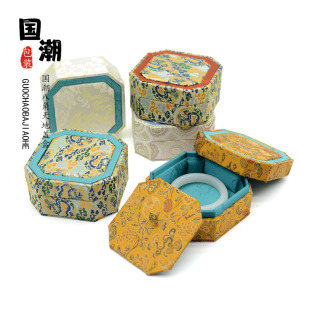 宫廷风高档天地盖锦缎刺绣手镯手串文玩吊坠挂件首饰收纳包装锦盒