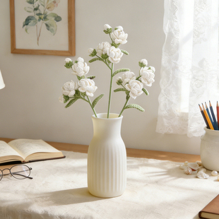 成品手工编织毛线花束仿真茉莉花束居家花瓶插花情人节送女朋友