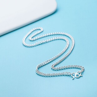 平链车花足银990项链纯银马鞭链平链S990送男女生小孩纯银链吊坠