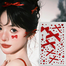 新年圣诞贴纸脸部儿童过年脸贴妆容元 饰丝带红色蝴蝶结写真爱心钻石舞台表演新娘头饰配饰品道具生日 旦跨年装