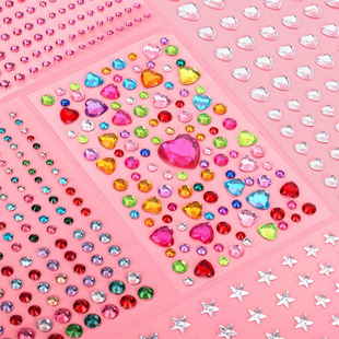 杰利钻石贴纸儿童水晶贴舞台演出眼妆亮钻泪钻脸钻化妆贴眉心贴水钻贴脸女孩爱心宝石贴纸奖励粘贴装 饰贴贴画