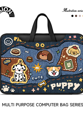 唯鑫V-SION狗狗派对笔记本重磅电脑包适用于苹果macbook15点6寸手提包小新华为matebook联想女14内胆包