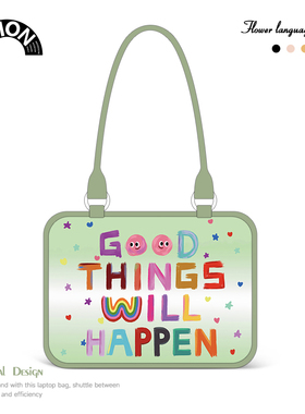 V-SION绿色字母笔记本重磅电脑包女2024款手提适用于苹果macbook15.6小新air13华为matebook联想14内胆包