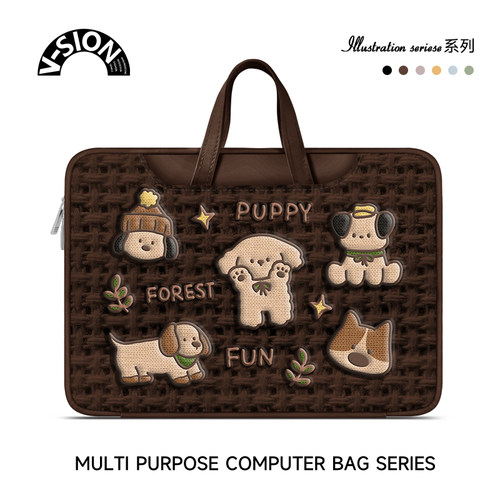 原创插画笔记本重磅电脑包