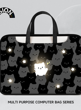 VISION闪光猫咪笔记本电脑包女士新款手提适用苹果macbook15点6寸小新air13.3华为联想14内胆包pro保护套