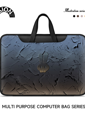 V-SION黑色兔子笔记本重磅电脑包适用于苹果macbook15点6寸手提包小新air13华为matebook联想女14内胆包