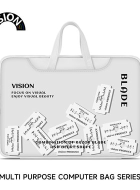 VISION潮牌英文笔记本电脑包手提适用苹果macbook15点6寸小新air13.3华为matebook联想女14内胆包pro保护套
