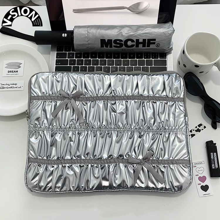 韩国新款ins芭蕾风海洋风蝴蝶结ipad平板电脑包笔记本收纳包包蓝色