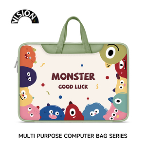 VISION可爱小怪兽笔记本电脑包手提适用苹果macbook15点6寸小新air13.3华为matebook联想女14内胆包pro保护套