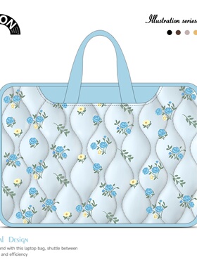 V-SION蓝色玫瑰笔记本重磅电脑包适用于苹果macbook15点6寸手提包小新air13华为matebook联想女14内胆包