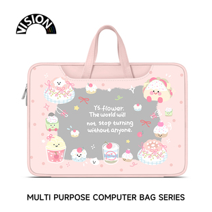 SION粉色卡通笔记本重磅电脑包适用于苹果macbook15点6寸手提包小新air13华为matebook联想女14内胆包