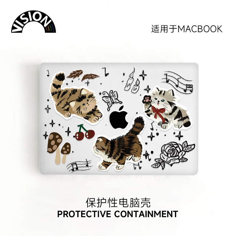 V-SION大肥猫彩绘壳适用于苹果macbookair15寸保护壳A2442/A2779pro14寸M1M2电脑壳13.3寸笔记本防摔保护套 3C数码配件 笔记本保护壳 原图主图