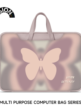 V-SION紫色晕染蝴蝶笔记本电脑包女士新款手提适用苹果macbook15点6寸小新air13.3华为联想14内胆pro保护套
