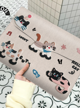 V-SION 可爱小狗笔记本电脑包适用于华为matebook14寸保护套联想小新pro16苹果macbook15翻盖平板内胆包12寸