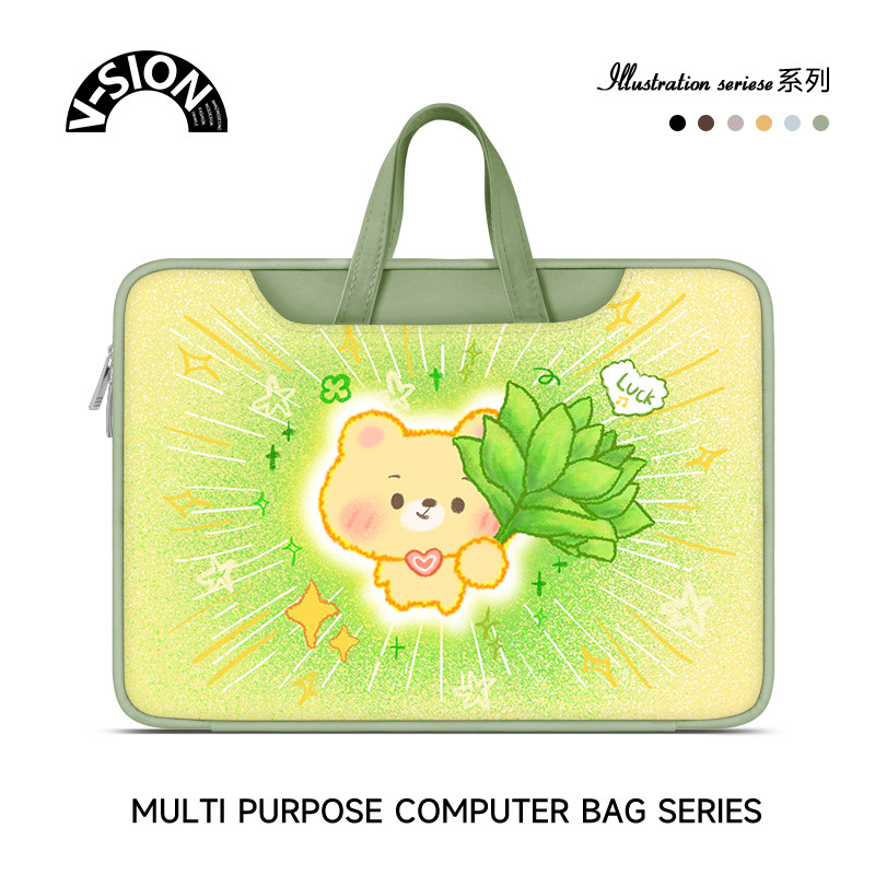 唯鑫V-SION可爱小熊笔记本电脑包女适用于苹果macbook电脑包14寸air13华为matebook联想电脑包16寸电脑内胆包