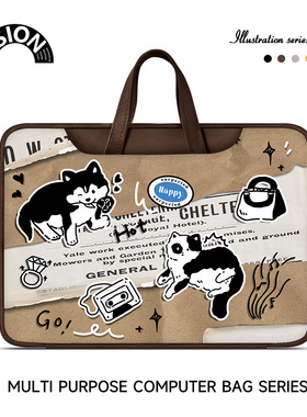 VISION创意狗狗平板收纳包ipadair5女适用于华为matepad11内胆包ipad12苹果pro12.9寸外带mini6平板6手提袋